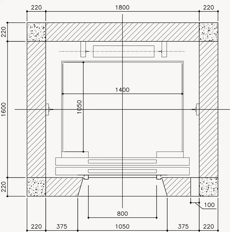 Kích thước kích thước thang máy tiêu chuẩn 550kg